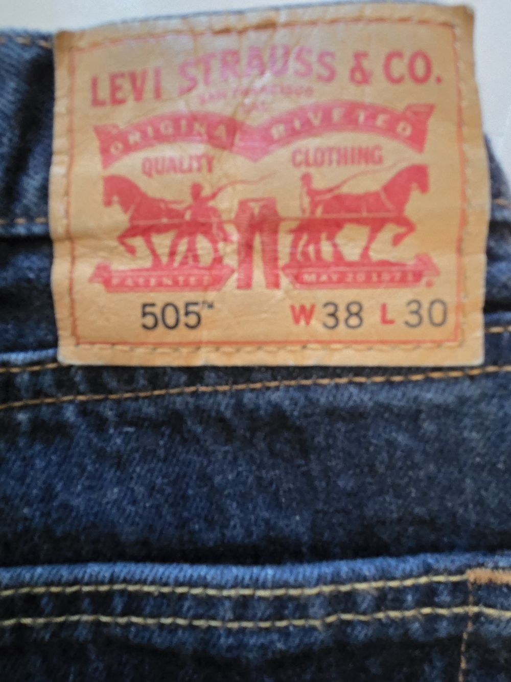 Levi’s 505 Straight Leg Jeans Men 38x30 Dark Stone Wash Denim Workwear Classic